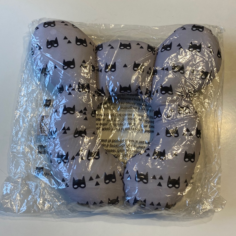 NEW Infant Neck Rest by Kakiblin. Gray with Black Batman Logo.